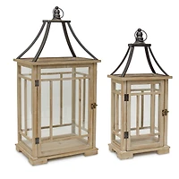 Natural Wooden Lantern Set, 23" & 31"