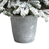 6ft. Pre-Lit Flocked Long Vermont Pine Artificial Christmas Tree in Decorative Planter, White LED Lights 