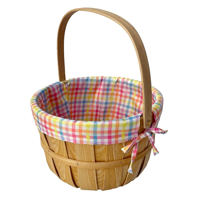 Plaid Fabric Lined Chipwood Easter Basket by Ashland