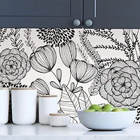 NuWallpaper Black Secret Garden Peel & Stick Wallpaper