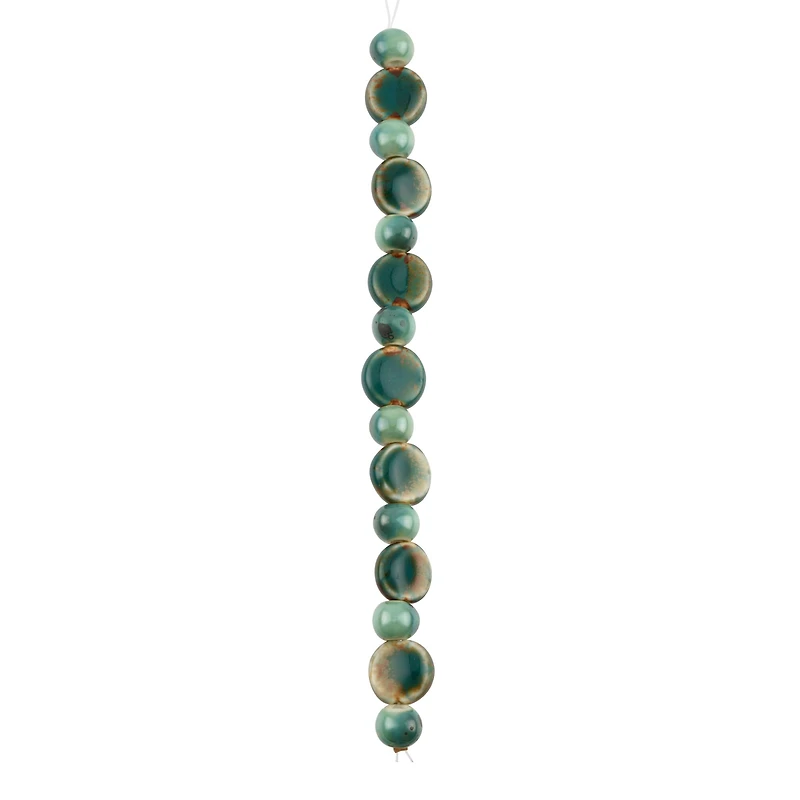 Teal Reactive Glaze Ceramic Disc & Round Beads by Bead Landing™