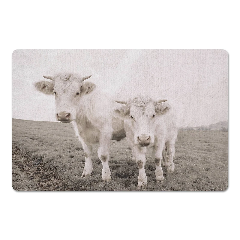 18" x 27" Whitewashed Cow Photograph Floor Mat