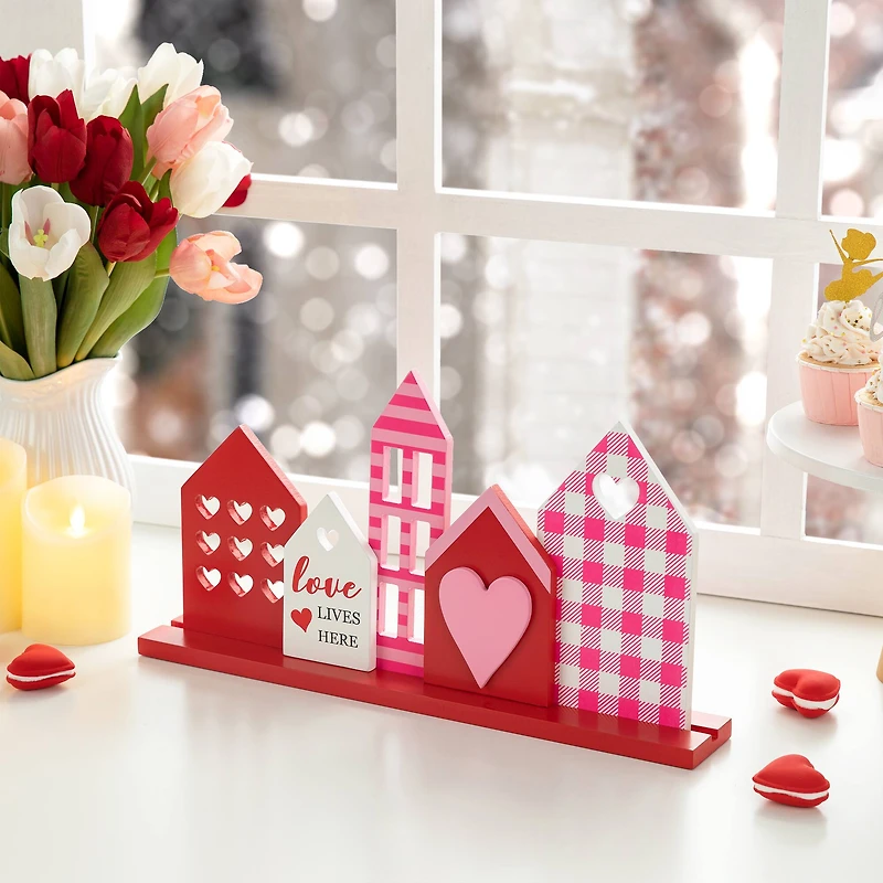 Glitzhome® 16" Valentine's House Wooden Table Decor