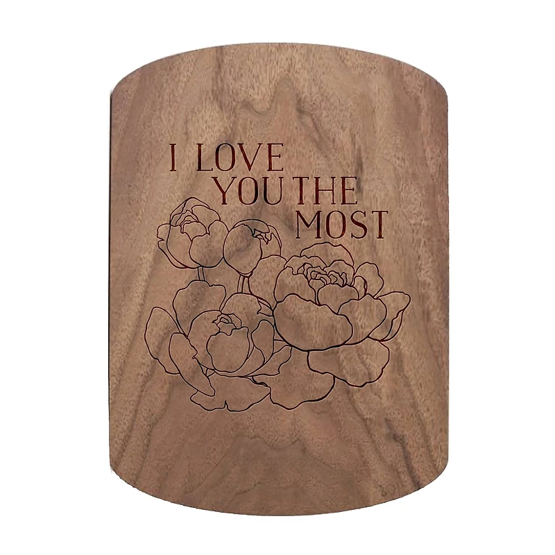 11" x 8" I Love You the Most Walnut Oval Cutting Board