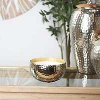 30oz Vanilla Marshmallow Scented White 3 Wick Candle in Hammered Silver Bowl