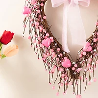 Glitzhome® 17" Valentine's Pink Berry Heart Wreath