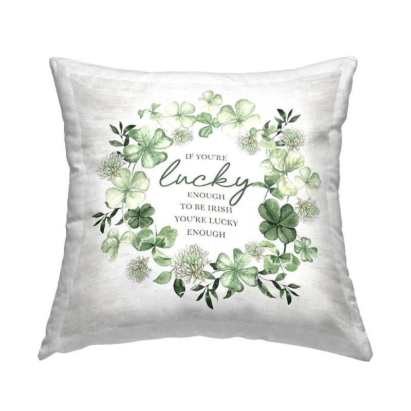 Stupell Industries Lucky To Be Irish Wreath Decorative Printed Throw Pillow