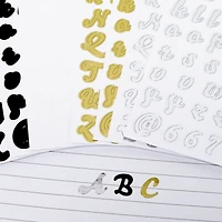 Black, Gold, Silver & White Script Letter & Number Stickers by Recollections™