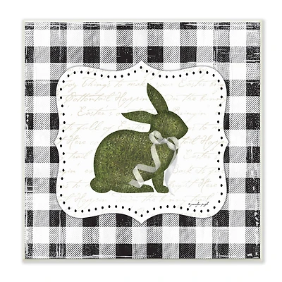 Stupell Industries Festive Easter Bunny Ribbon Spring Plaid Pattern Wall Plaque Art
