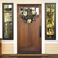 24'' White & Purple Hydrangea with Berry Wreath