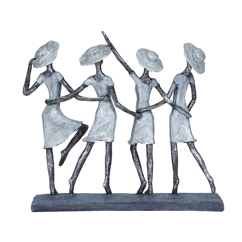 Grey Polystone Traditional Sculpture, Ladies 13" x 15" x 4"