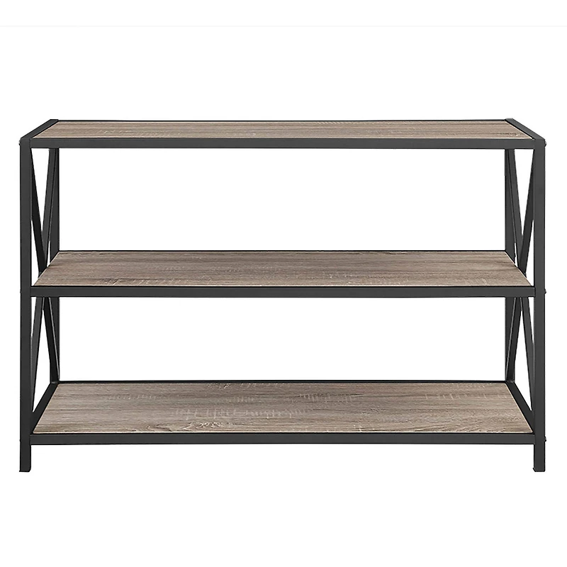 Walker Edison Driftwood X-Frame Industrial Wood Bookshelf