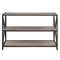 Walker Edison Driftwood X-Frame Industrial Wood Bookshelf