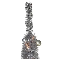 6ft. Pre-Lit Silver Pre-Decorated Pop-Up Artificial Christmas Tree, Clear Lights