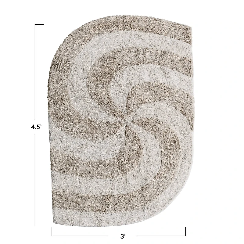 Hello Honey® 3ft. x 4.5ft. Tan & Beige Spiral Cotton Tufted Rug