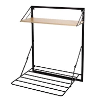 Honey Can Do Black & Maple Wall Mounted Drying Rack with Shelf