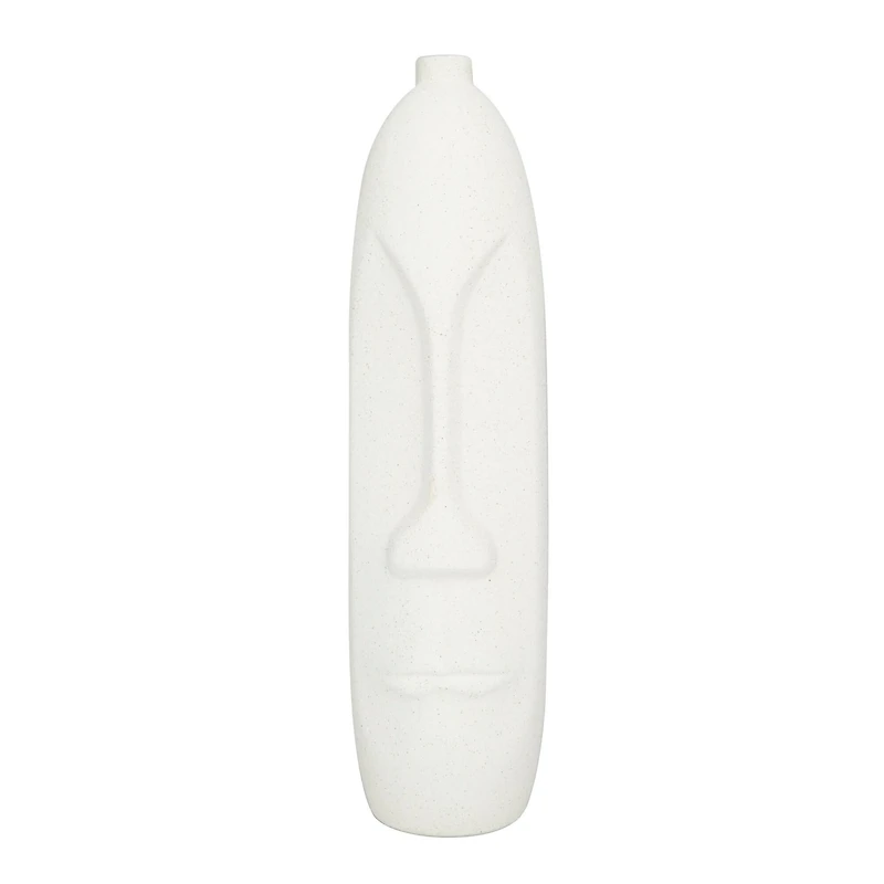 Set of 2 Beige Stoneware Contemporary Vase, 19" x 5" x 5"