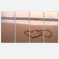 Designart - Two Hearts Drawn on the Beach