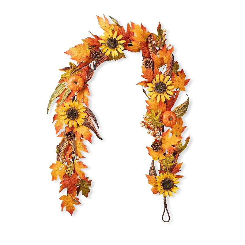 Glitzhome® 6ft. Fall Maple Leaf & Sunflower Garland