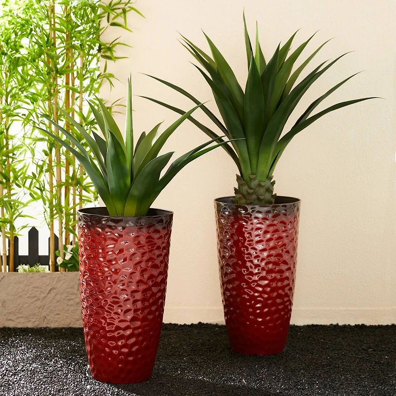 Glitzhome® 23.75" Eco-Friendly Honeycomb Textured Tall Plastic Planters