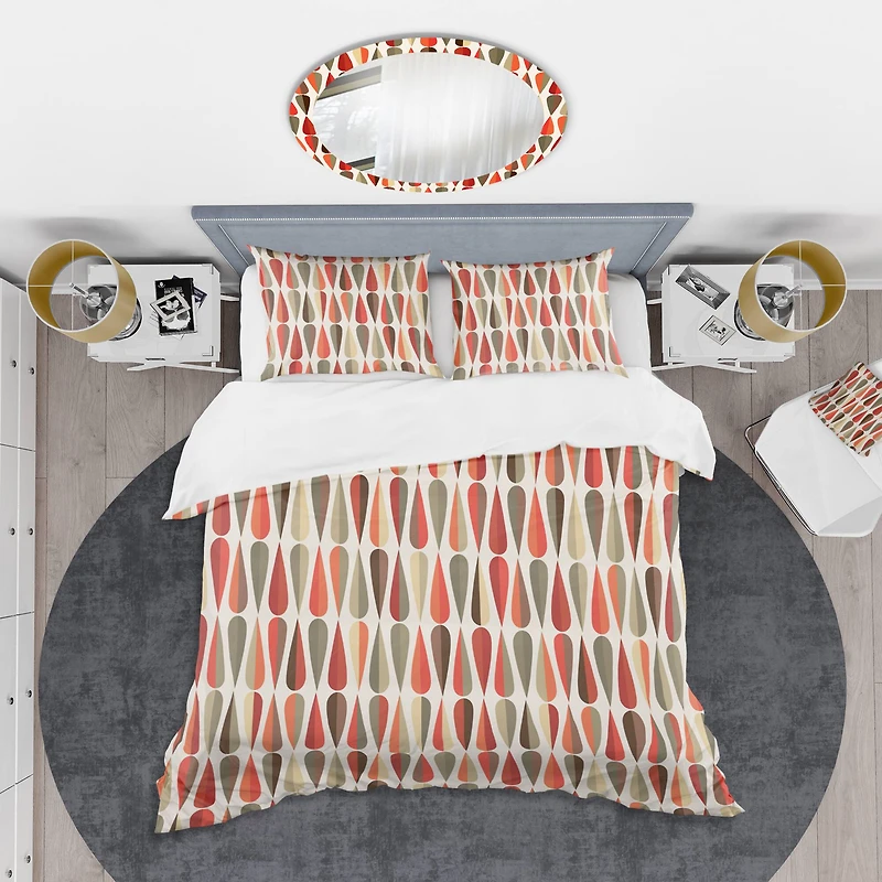 Designart 'Retro Abstract Drops IV' Mid-Century Duvet Cover Set