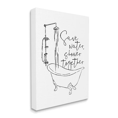 Stupell Industries Shower Together Funny Ink Drawing Bathroom Design Canvas Wall Art