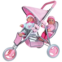 Lissi Dolls 11" Twin Baby Dolls With Twin Jogger Stroller