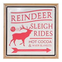 Red & White Reindeer Sleigh Rides Wall Sign