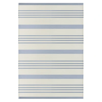 Light Blue & White Striped Rectangular Outdoor Area Rug, 4ft. x 6ft.
