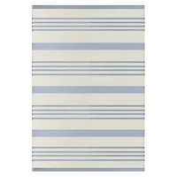 Light Blue & White Striped Rectangular Outdoor Area Rug, 4ft. x 6ft.