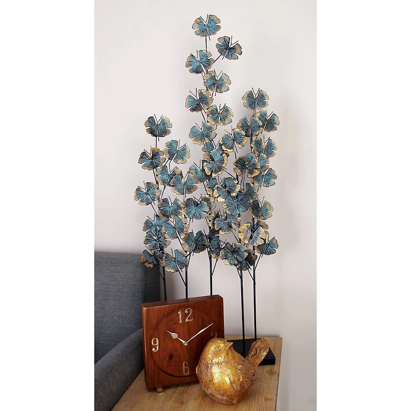 37" Turquoise Metal Contemporary Nature Sculpture