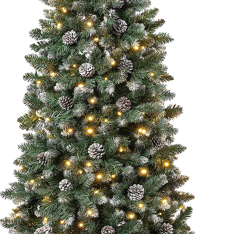7.5 ft. Pre-Lit Feel Real® Flocked Oakley Hills Artificial Christmas Tree, Warm White LED Lights