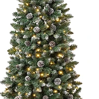 7.5 ft. Pre-Lit Feel Real® Flocked Oakley Hills Artificial Christmas Tree, Warm White LED Lights 