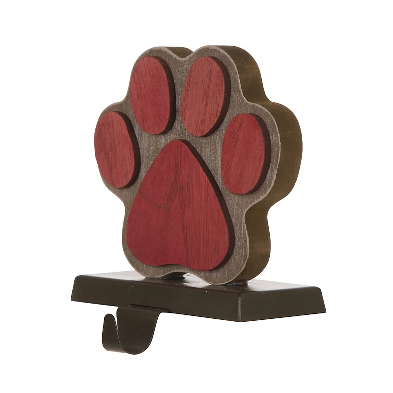 Glitzhome® 6.3" Red & Brown Paw Stocking Holder