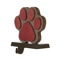 Glitzhome® 6.3" Red & Brown Paw Stocking Holder