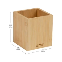 Mind Reader Pen Cup, Accessory Holder, Desktop Organization, Office, Bamboo, Brown