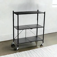 Household Essentials 34" Black Metal 3-Tier Foldable Utility Rack