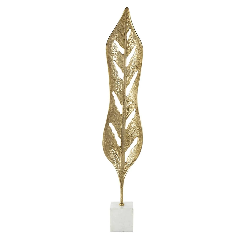 43" Gold Metal Leaf Tall Textured Cutout Sculpture