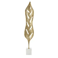 43" Gold Metal Leaf Tall Textured Cutout Sculpture