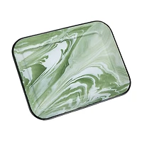 Hello Honey® 13.25" Green & White Marbled Enameled Serving Plate