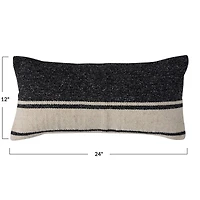 Hello Honey® Charcoal & Natural Stripes Woven Wool Blend Kilim Lumbar Pillow