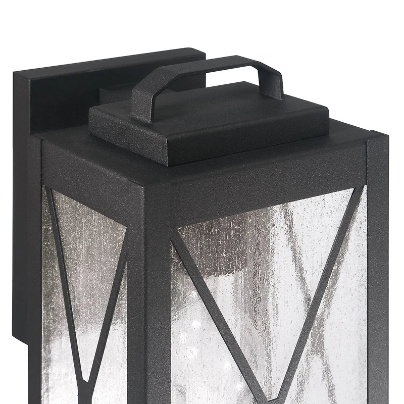 Hello Honey® Charleston Matte Black Farmhouse Rectangular Metal & Glass Wall Mounted Outdoor Light
