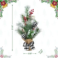 Glitzhome® 21" Flocked Pine & Berries Table Tree