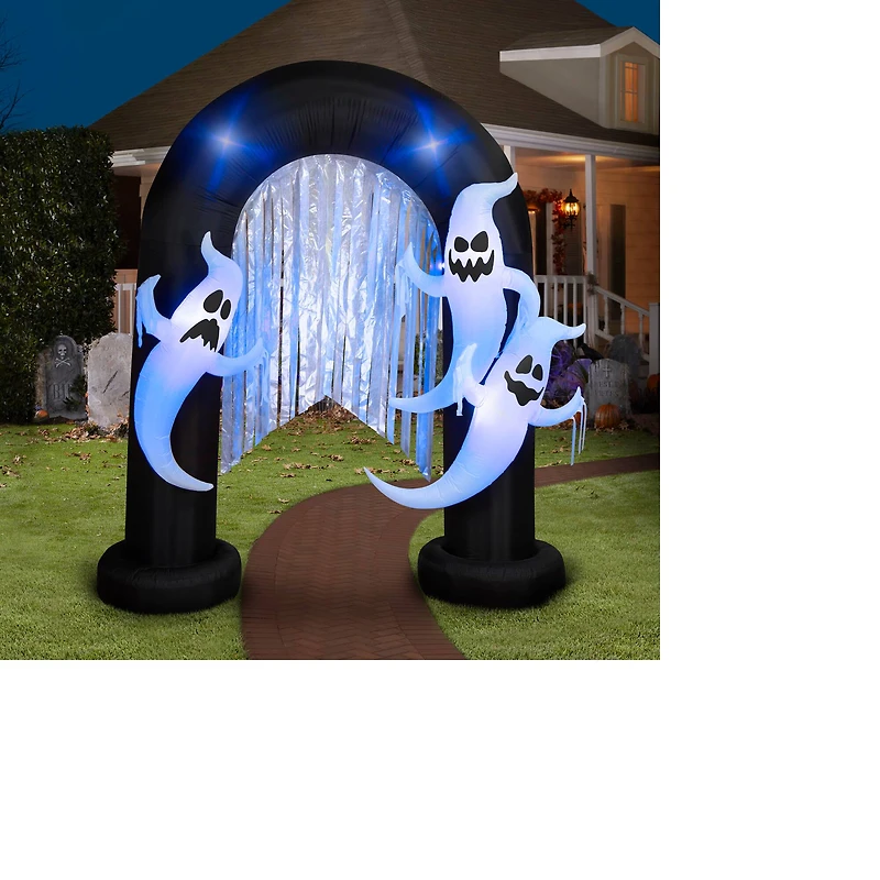 9ft. Airblown® Halloween Inflatable Ghost Archway with Flickering Black Lights & Metallic Streamers