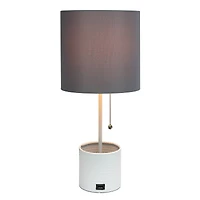 Simple Designs 18.5" Hammered Metal Container Base Table Lamp with USB Charging Port