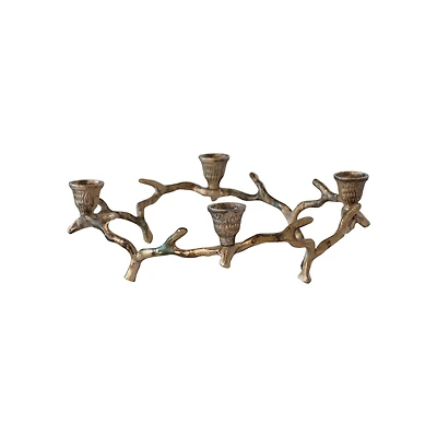 Hello Honey® 13" Oxidized Antique Gold Finish Aluminum Wreath Advent Taper Candle Holder