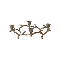 Hello Honey® 13" Oxidized Antique Gold Finish Aluminum Wreath Advent Taper Candle Holder