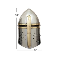 Silver Iron Eclectic Medieval Helmet, 13" x 9" x 9"