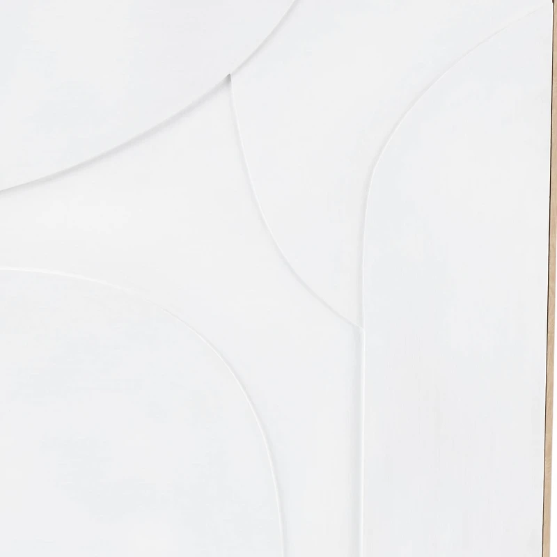 33" x 49", White Wooden Geometric Home Wall Décor with Abstract Circles and Brown Wooden Frame