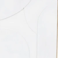 33" x 49", White Wooden Geometric Home Wall Décor with Abstract Circles and Brown Wooden Frame